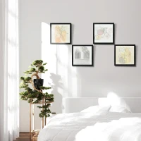 HOMCOM Set de 4 Cuadros en Lienzo de Pintura Abstracta Decoración Elegante para Dormitorio Salón 33x33 cm Multicolor(m-10)