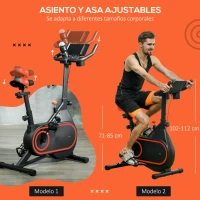 SPORTNOW Bicicleta Estática con Volante Inercia 4 kg Resistencia Ajustable Pantalla LED Silencioso Asiento Ajustable Rojo y Negro(m-6)