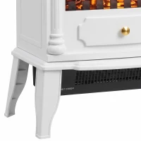 HOMCOM Freestanding Portable Fireplace, Electric Fireplace Stove Heater with 3D Flame Effect and Adjustable Thermostat, White(m-12)