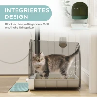 PawHut kattenbak met kap voor katten tot 5 kg kattenbak met deksel kattenbakmat kunststof groen 43 x 44 x 47 cm | Aosom(m-7)