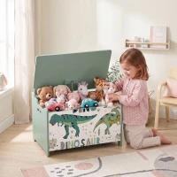 AIYAPLAY Storage Chest, Wooden Toy Chest with Lid, Flip-Top, Security Hinges and Anti-Pinch Design for Kids, Green(m-14)