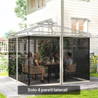 Outsunny Zanzariera per Gazebo Tende di Ricambio Universale con Cerniere, 302x207cm - Nero e Beige(m-2)