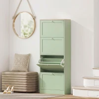 HOMCOM Dulap pentru încălțăminte 24 perechi, dulap cu 4 sertare rabatabile, polițe reglabile, 60x23,5x153cm, verde(m-2)