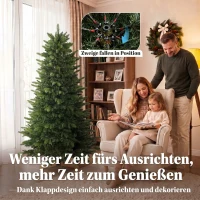 HOMCOM Kunstkerstboom 180 cm, Fraser-spar met houten standaard, 988 realistische takpunten, voor thuis en kantoor, groen(m-6)