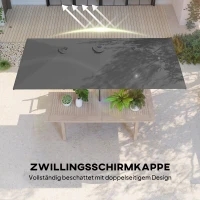 Outsunny Grote parasol, verstelbaar in hoogte en kantelbaar, 150x295x170-214 cm, Grijs(m-5)