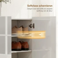 HOMCOM Schoenenkast met 10 planken voor 25-30 paar schoenen, soft-close deuren, wit(m-6)