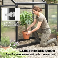 Outsunny 4 x 2ft Polycarbonate Greenhouse, Quick Setup, Lean-to Green House with 2 Hinged Doors, Top Vent, Black(m-6)