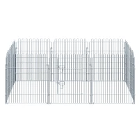 PawHut Vallas para Perros Plegables de 8 Piezas 63x76 cm con 1 Puerta y Marco de Acero para Jardín Patio Plata(m-12)