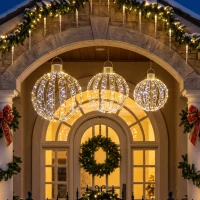 Outsunny Ensemble de 3 boules de Noël éclairées pour extérieur, 360 LED blanc chaud/blanc froid, éclairage fixe & clignotant, minuterie 24 heures(m-5)