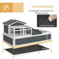 PawHut Schuldkrötenhaus, 2 Ebenen, für drinnen und draußen, Balkon, Tannenholz, Grau(m-6)