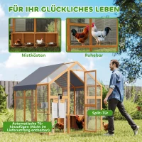 PawHut Kippenhok 3,07㎡ Buitenverblijf Hout met Waterdichte Afdekking, Veiligheidsslot, Geschikt voor 6-8 Kippen 1,7 x 1,8 x 1,8 m(m-8)