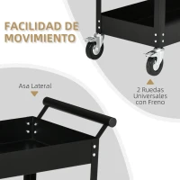 DURHAND Carro de Herramientas de 2 Niveles Carro de Taller con Ruedas de Acero para Garaje Carga 150 kg 84,5x38x84 cm Negro(m-5)