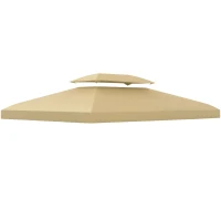 Outsunny Ersatzdach für Pavillon 3 x 4 m wasserabweisend Pavillondach mit Doppeldach Beige(m-12)