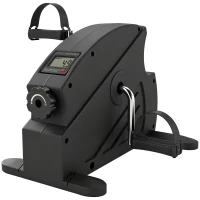 SPORTNOW Mini Heimtrainer Pedaltrainer mit stufenlosem Widerstand LCD-Display 4-fach verstellbaren Pedalriemen Griff(m-12)