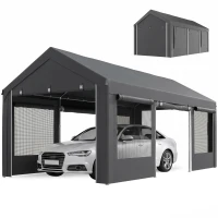 Outsunny Pavilion Auto și pentru Petreceri cu Înălțime Reglabilă, 4 Uși și 4 Fereastre, 6x3m Gri Închis(m-12)