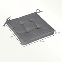 Outsunny Conjunto de Cojines para Sillas de Comedor y Jardín Impermeable con 2 Amarres de Fijación 42x42x5 cm Gris Oscuro(m-3)