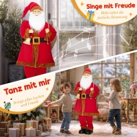 HOMCOM Weihnachtsmann 120 cm Nikolaus Figur mit Beweglichem Kopf und Armen, Glocke und Sack, Geräusch- und Berührungssensor(m-4)