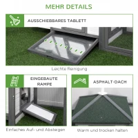 PawHut Kippenhok met ren kippenhuis kippenhok legnest massief houten stok(m-7)