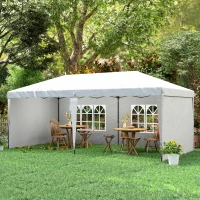 Outsunny Carpa Plegable 6x3 m Pop-up con 4 Laterales Desmontables Cenador de Jardín con 2 Ventanas y Bolsa de Transporte Blanco(m-9)