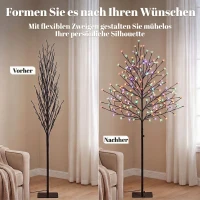 HOMCOM LED-Kirschblütenbaum 150 cm mit 160 LEDs, künstlicher Leuchtbaum mit 20 biegsamen Zweigen, Weihnachtsdeko(m-6)