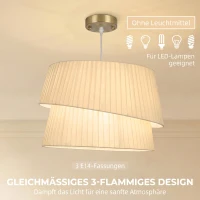 HOMCOM Elegante Pendelleuchte mit doppeltem Schirm, höhenverstellbar, für Wohnzimmer, Weiß(m-5)