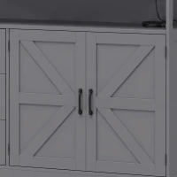 HOMCOM Sideboard Cabinet with Power Outlet, Farmhouse Kitchen Cabinet with 3 Drawers and Open Shelf, Grey(m-10)