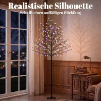 HOMCOM LED-Kirschblütenbaum 150 cm mit 160 LEDs, künstlicher Leuchtbaum mit 20 biegsamen Zweigen, Weihnachtsdeko(m-5)