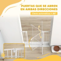 PawHut Barrera de Seguridad para Niños y Perros Ancho 76-102 cm Bloqueo Doble y Cierre Automático Apertura Dos Sentidos Blanco(m-5)