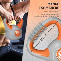 SPORTNOW Pesa Rusa 8 kg Revestimiento de PU y Relleno de Arena para Entrenamiento de Fuerza 20x14x24 cm Naranja y Gris(m-4)