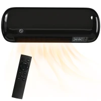 HOMCOM 2000W Ceramic Electric Heater with Fan, Adjustable Thermostat, Wall Mounted - Black(m-11)