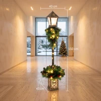 Outsunny Lanterne de rue de Noël avec 50 LED blanc chaud, lanterne d'extérieur avec 159 pointes de branches en PVC et baies rouges(m-3)