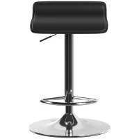 HOMCOM Taburet de bar rotativ 360° Scaun de bar cu cadru din oțel argintiu, Reglabil pe înălțime Scaun de bucătărie cu suport pentru picioare, Negru(m-8)