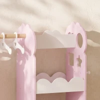 AIYAPLAY Kids Wardrobe, Children Dress Up Storage with Mirror, Clothes Rail, Shelves, Hangers for Girls Boys Bedroom Nursery Pink(m-9)