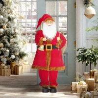 HOMCOM Weihnachtsmann 120 cm Nikolaus Figur mit Beweglichem Kopf und Armen, Glocke und Sack, Geräusch- und Berührungssensor(m-2)