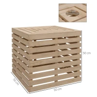 Outsunny Coffre de rangement extérieure 2 en 1 pour base de parasol, table d'appoint de terrasse avec trou pour parasol en bois(m-3)