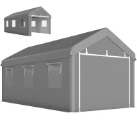 Outsunny Tente garage carport 6L x 2,95l x 2,78H m acier galvanisé PE haute densité 160 g/m²  2 portes enroulables et 6 fenêtres(m-12)