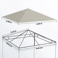 Outsunny 3 x 3(m) Gazebo Canopy Replacement, for 01-0867 - Light Grey(m-3)