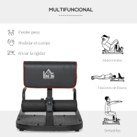 HOMCOM 3-en-1 Máquina Equipo de Sentadilla para Ejercicios Abdominales Tablero Supino Multifuncional Máquina de Piernas Ayuda en Cuclillas Negro(m-5)