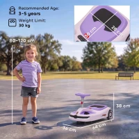 AIYAPLAY 12V Electric Wiggle Car with Pedal, Kids Electric Car with 2 Speeds, Soft Start, Music, Lights for 3-5 Years, Purple(m-3)