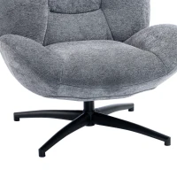 HOMCOM Draaifauteuil met Brede Zitting, Geïntegreerde Armleuningen, Chenille-look, Donkergrijs(m-13)