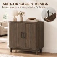 HOMCOM Sideboard Buffet Cabinet, Storage Cabinet with 2 Curved Doors, Adjustable Shelf and Legs for Dining Room, Dark Walnut(m-7)