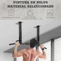 HOMCOM Barra de Dominadas en Techo Barra para Dominadas de Acero Barra de Tracción para Entrenamiento Casa 105,5x28x49 cm Negro(m-6)