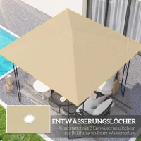 Outsunny Ersatzdach für Pavillon 3 x 3 m wasserabweisend Pavillondach UPF30+ Ersatzbezug Oxford-Stoff, 370 g/m², Beige(m-4)