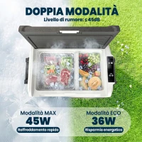 Outsunny Frigorifero Auto 50L Compressore, Doppia Zona, Controllo App, Nero, Campeggio.(m-6)