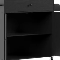 HOMCOM Kitchen Island with Drop Leaf, Rolling Kitchen Storage Trolley on Wheels with Drawer, Spice Rack and Towel Rack, Black(m-12)