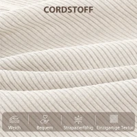 HOMCOM Schlafsofa mit verstellbarer Rückenlehne, Bettfunktion, verstecktem Stauraum und Cordbezug, Beige(m-7)