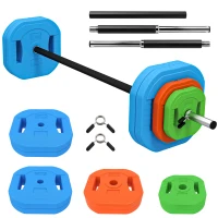 SPORTNOW 30 kg Adjustable Barbell Weights Set, Barbell Bar with Weight Plates, Non-slip Handle, Multicolour(m-15)