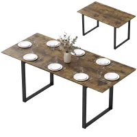 HOMCOM Uitschuifbare eettafel 140-180 cm voor 6-8 personen, rechthoekig in industrieel design met stalen frame, tijgerhoutlook(m-14)