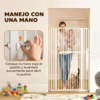 PawHut Barrera de Seguridad Niños Perros y Gatos Extra Alta 160cm Extensible 76-105cm para Puertas Escaleras Cierre Automático(m-6)