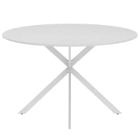 HOMCOM Ronde eettafel voor 4 personen, keukentafel in industriële stijl met stalen poten, voor eetkamer en keuken, wit(m-9)